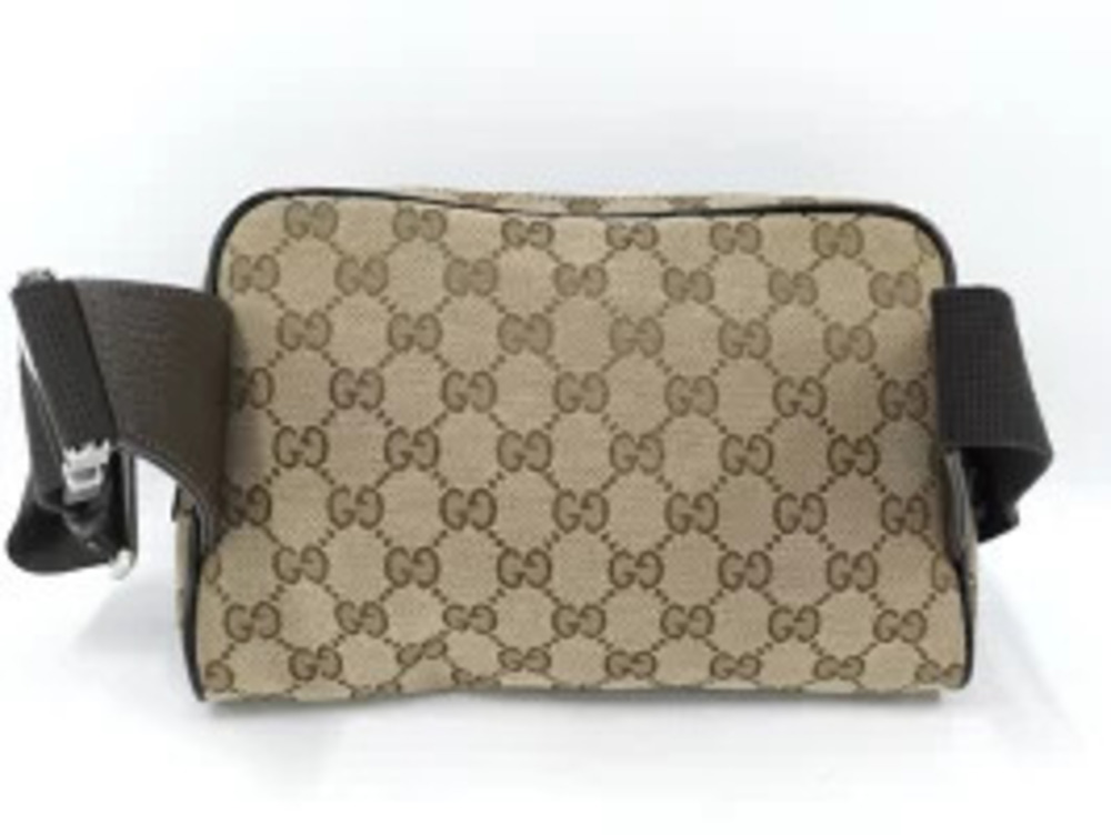 Gucci Waist GG Canvas Brown Bag Cream Beige Belt Cream Tan